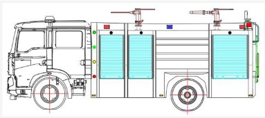 重汽豪沃T5G干粉泡沫聯用消防車結構圖 重汽豪沃T5G干粉泡沫聯用消防車結構圖