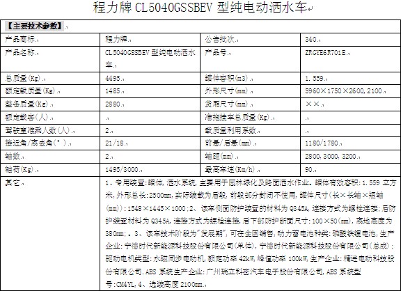 3方電動灑水車整車技術(shù)參數(shù) 3方電動灑水車整車技術(shù)參數(shù)